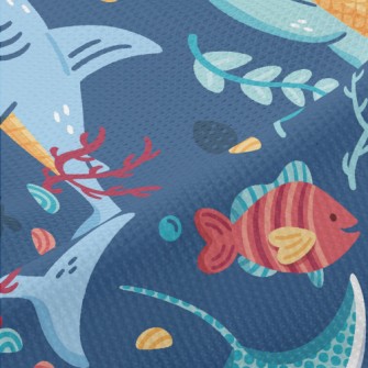 Lively Marine Life Piqué