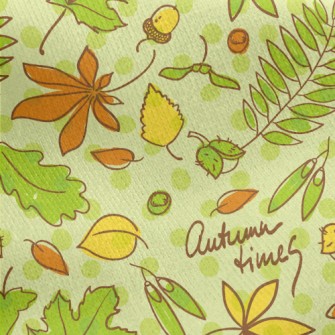 Autumn Green Leafy Nuts Jersey Backed Fleece