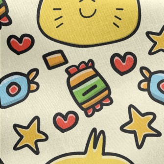 Cute Meat Buns And Candies Jersey Backed Fleece