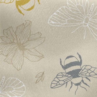 Bees And Butterflies Jersey Backed Fleece