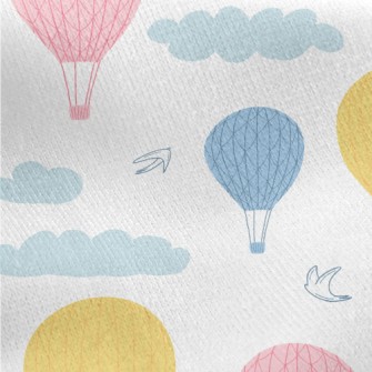 Flying Hot Air Balloon Jersey Backed Fleece