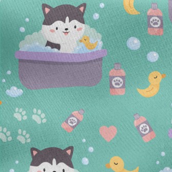 Puppy Who Loves Bathing Jersey Backed Fleece
