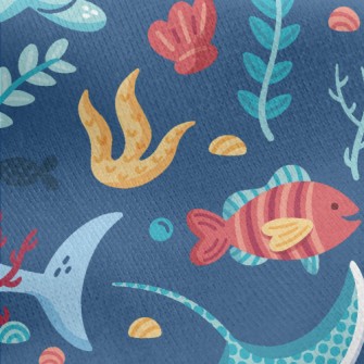 Lively Marine Life Jersey Backed Fleece