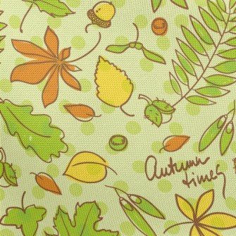 Autumn Green Leafy Nuts Pongee