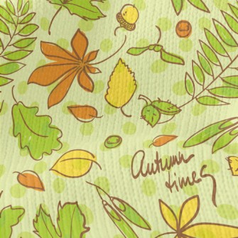 Autumn Green Leafy Nuts Stretch Jersey