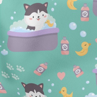Puppy Who Loves Bathing Lightweight Cotton Poplin