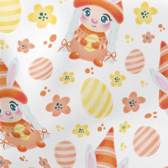 Easter Eggs And Rabbit Elf Lightweight Cotton Poplin