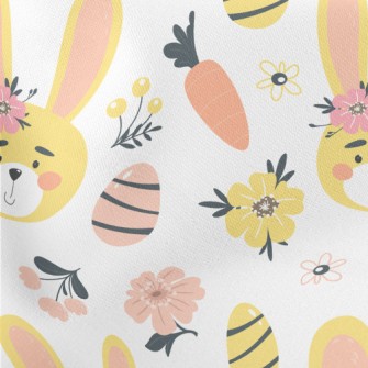 Beautiful Flowers And Cute Rab Lightweight Cotton Poplin