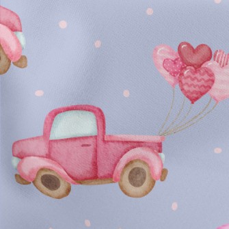 Romantic Hearts Balloon Car Lightweight Cotton Poplin