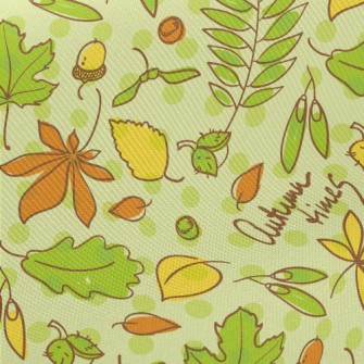 Autumn Green Leafy Nuts Midweight Cotton Poplin