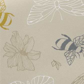 Bees And Butterflies Midweight Cotton Poplin