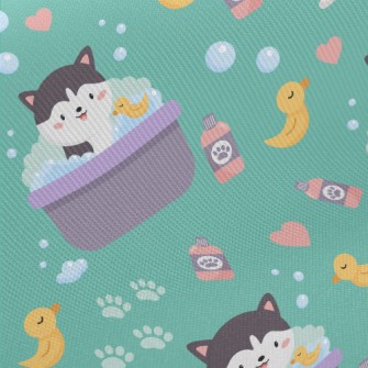 Puppy Who Loves Bathing Midweight Cotton Poplin
