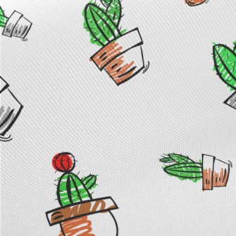 Succulent Cactus Potted Plants Midweight Cotton Poplin