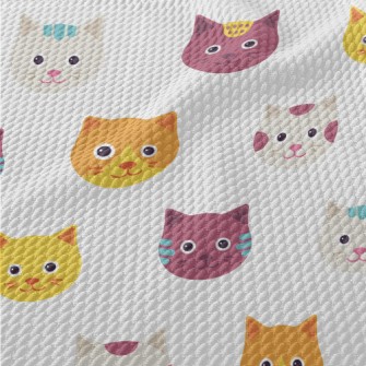 Cute Big Head Cat Birdseye Piqué