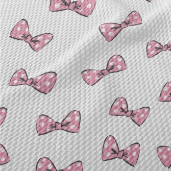 Pink Polka Dot Bow Birdseye Piqué