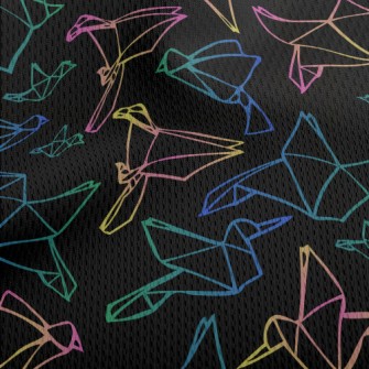 Gradient Line Paper Crane Athletic Mesh Flat Back