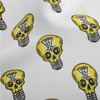 Skull Face Light Bulb Athletic Mesh Flat Back