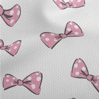 Pink Polka Dot Bow Athletic Mesh Flat Back