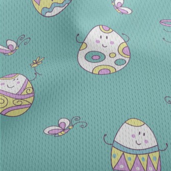Anthropomorphic Painted Eggs Athletic Mesh Flat Back