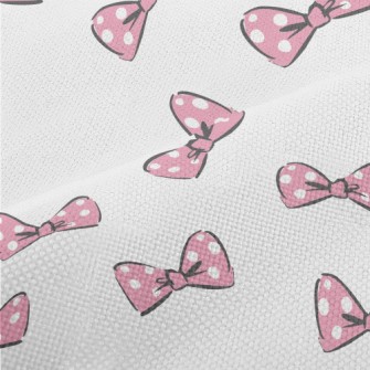 Pink Polka Dot Bow Performance Linen