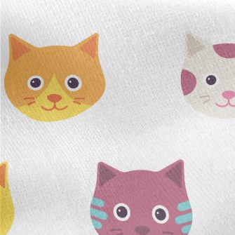 Cute Big Head Cat Jersey Backed Fleece