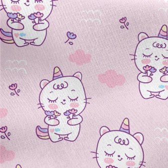 Super Cute Unicorn Kitten Jersey Backed Fleece