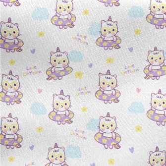 Unicorn Swimming Ring Cat Jersey Backed Fleece
