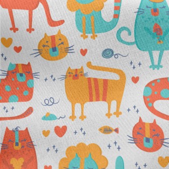 Bright Color Cat Jersey Backed Fleece