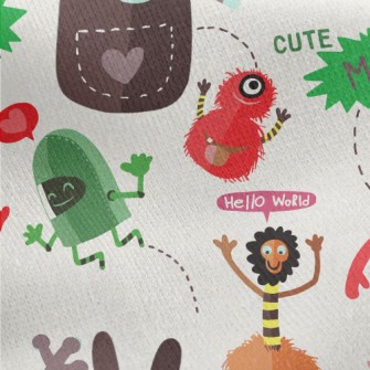 Various Mischievous Little Mon Jersey Backed Fleece