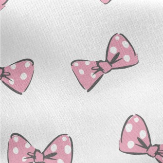 Pink Polka Dot Bow Jersey Backed Fleece