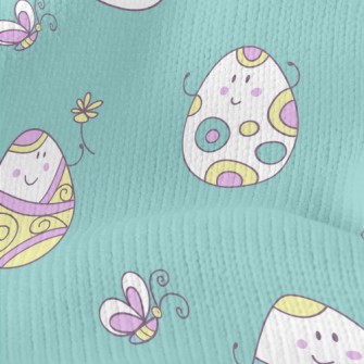 Anthropomorphic Painted Eggs Stretch Jersey
