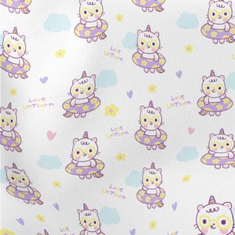 Unicorn Swimming Ring Cat Lightweight Cotton Poplin