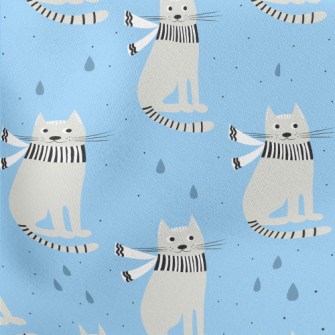 Handsome Scarf Gray Cat Lightweight Cotton Poplin