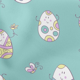 Anthropomorphic Painted Eggs Lightweight Cotton Poplin
