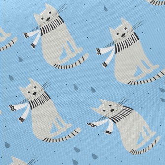 Handsome Scarf Gray Cat Midweight Cotton Poplin