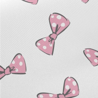 Pink Polka Dot Bow Midweight Cotton Poplin
