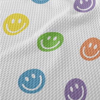 Round Colorful Smiley Face Birdseye Piqué