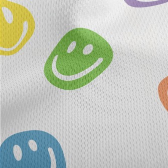 Round Colorful Smiley Face Athletic Mesh Flat Back