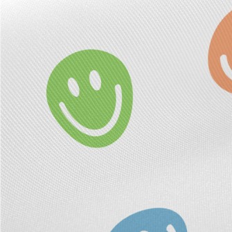 Round Colorful Smiley Face Midweight Cotton Poplin