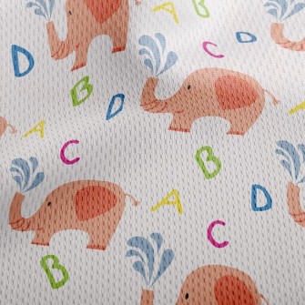 ABCD Elephant Sprays Water Athletic Mesh Flat Back