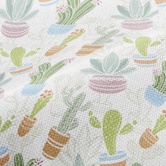 Various Cactus Potted Plants Performance Linen