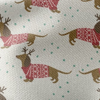Celebrating Christmas Dachshun Waterproof Canvas