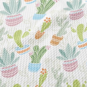 Various Cactus Potted Plants Birdseye Piqué