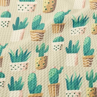 Cactus And Succulent Potted Pl Birdseye Piqué