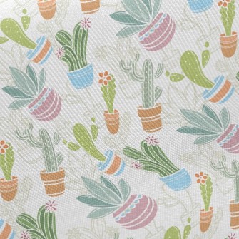 Various Cactus Potted Plants Twill