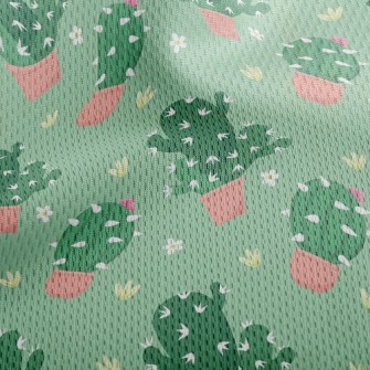 Prickly Cactus Potted Plant Athletic Mesh Flat Back