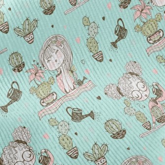Girl Planting Cactus Standard Corduroy