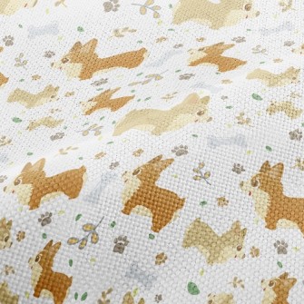Happy Playing Corgi Dog Performance Linen