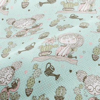 Girl Planting Cactus Performance Linen
