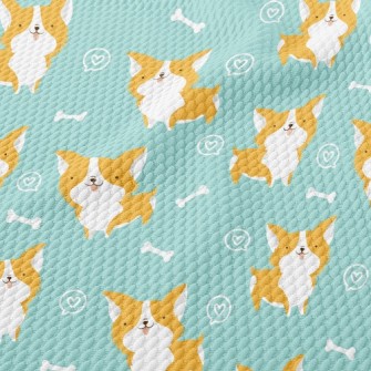 Corgi And Dog Bones Birdseye Piqué
